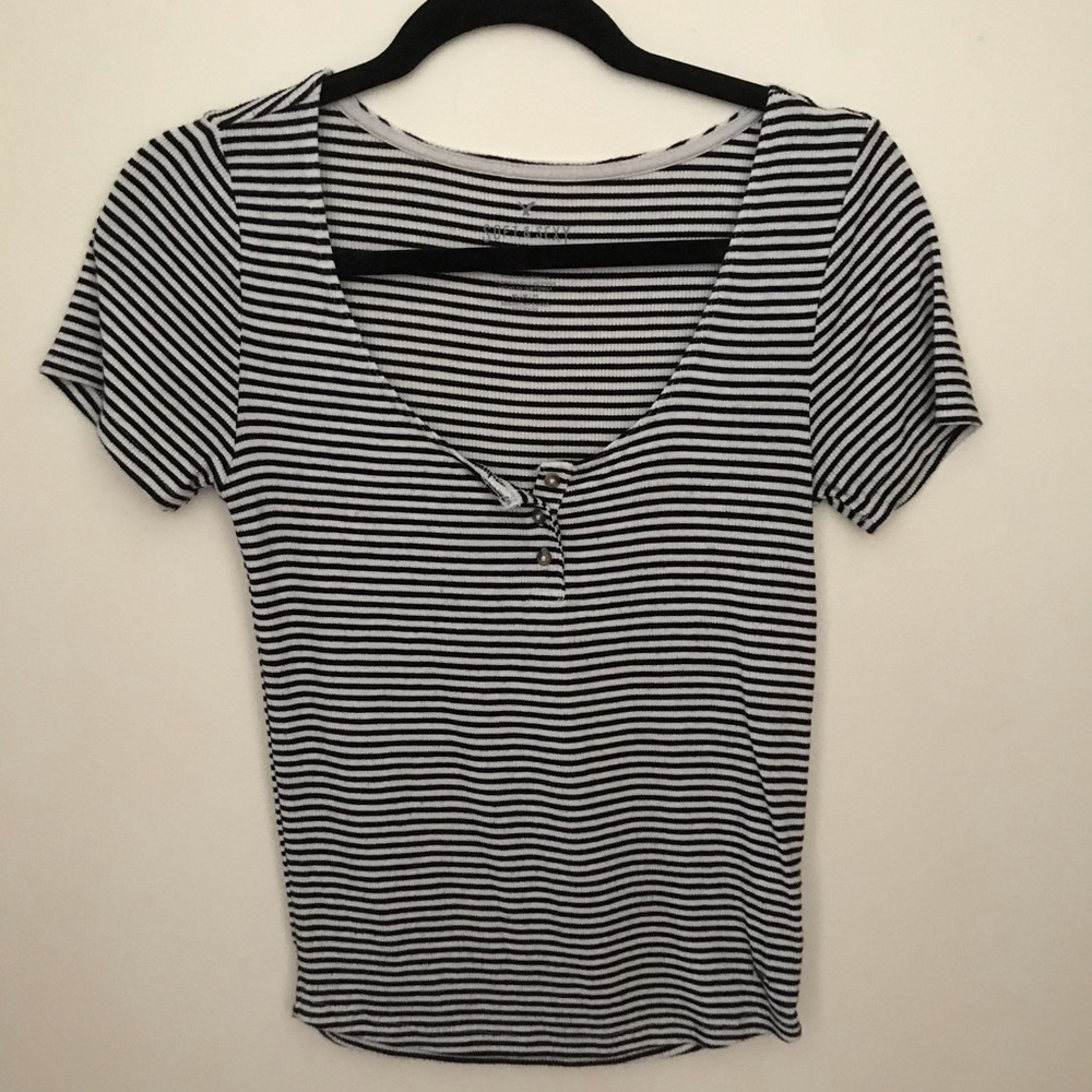 Tight striped button up top
